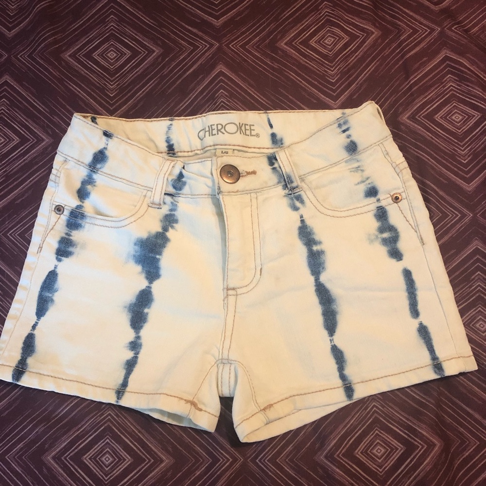 Girls Cherokee Tie-dyed Jean Shorts, L (10/12)